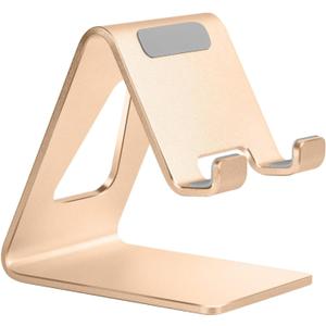 Aoviho Desk Cell Phone Stand Phone Holder, Aluminum Phone Cradle Dock for iPhone17 16 15 14 13 12 pro Mini 11 X Xs max 8 7 6 6s Plus SE Samsung All Smart Phones, Rose Gold