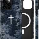 Magnetic for iPhone 15 Pro Case Christian Cross Camo Phone Case, Shockproof Slim Soft TPU and Hard PC Protective Cases Compatible with MagSafe Protective for Religious Boy Men Women, Blue