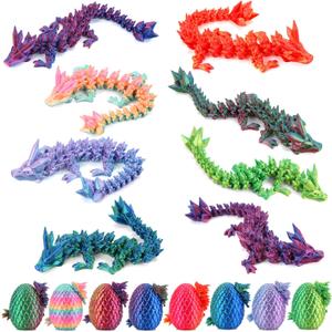 8 Pcs 3D Printed Dragon Eggs, Crystal Animals Dinosaur Egg Fidget Toys Stocking Stuffers for Teen Boys Kids Toddler Bulk Gifts for Girls 4-12 Years Mini Animals Figurines for Easter Decorations