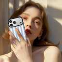 for iPhone 17 Pro Wallet Case with Card Holder, Military-Grade Drop Protection, Flip PU Leather Built, Double Magnetic Clasp Durable Shockproof for iP17 Pro 6.3Inch Cover-Stripes Blue White