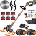 13-Inch String Trimmer Cordless,(2 x 21V 5.0Ah Batteries & Charger), Trimmer/Edger/Lawn Mower/Brush Cutter 4-in-1, Electric Weed Wacker with Auto Rope Spool Feed, 3 Cutting Methods