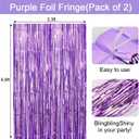 Purple Happy Birthday Decorations Kit, Purple Confetti Balloons Birthday Party Supplies for Women Girls Boys, Happy Birthday Banner, Hanging Star Cutouts, Fringe Curtains, Cupcake Toppers, Crown