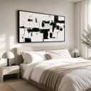 YQI FenDou Black and White Abstract Canvas Wall Art 40X20in Modern Minimalist Textured Painting Print with Black Frame, Large Contemporary Neutral Wall Decor for Living Room Bedroom Office