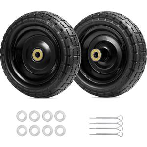 Gorilla Cart Wheels 10" Flat-free Solid Tire and Wheel Replacement 4.10/3.50-4 for Hand Truck, Wagon, Garden Dolly, Trolley - 2 Pack