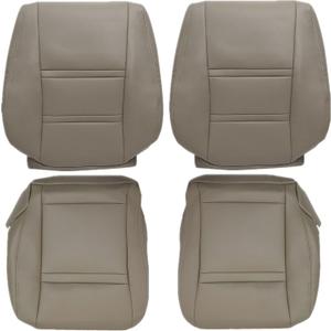 NLQR Driver and Passenger Side Bottom and Top Lean Back Replacement Microfiber Leather Seat Covers Tan Compatible with Toyota Land Cruiser 1990 1991 1992 1993 1994 1995 1996 1997