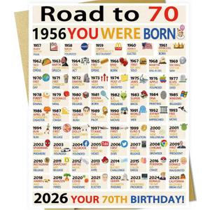 2 x OJsensai Happy 70th Birthday Gifts for Women Ladies, Jumbo 70 Years Old Birthday Card for Men Male, Funny Seventy Bday Gifts Decorations for Grandpa Grandma