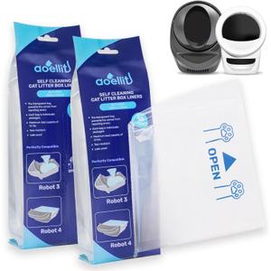 Waste Bags for Litter-Robot 3/4 Drawer Liners, 32 Pack Litter Box Liners for Self Cleaning Litter Box, Unscented Transparent Pre-Separated Replacement Cat Litter Bags, 9-11 Gallon of Capacity
