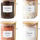 TIPGO Sugar Jar Bath Salt Container – 17 oz Glass Jar with Bamboo Lid and Spoon, Sugar Cube Holder and Canister for Countertop, Glass Containers for Coffee Beans, Tea and Overnight Oats (4 Pack)
