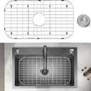 Stainless Steel Sink Protector 26"x14" with Center Drain, Metal Sink Rack for Bottom of Sink, Kitchen Sink Grate and Sink Protectors with Sink Strainer (26" x 14" - Center Drain) (Detachable - 26" x 14" - Center Drain)