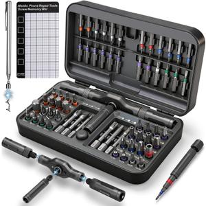 KELIN 68 IN 1 Magnetic Ratchet Screwdriver Set, T Handle Ratchet Screwdriver Kits with S2 Steel Bits for Home Daily Repair, Precision Electrical Appliance Repair, for Men Husband (Grey)
