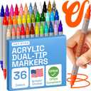 ARTISTRO Dual Tip Acrylic Paint Markers - Easy for All Ages & Levels Acrylic Paint Pens for Fabric, Rocks, Paper, Wood, Canvas, Glass, DIY (Dual Tip Brush + Fine, 36)