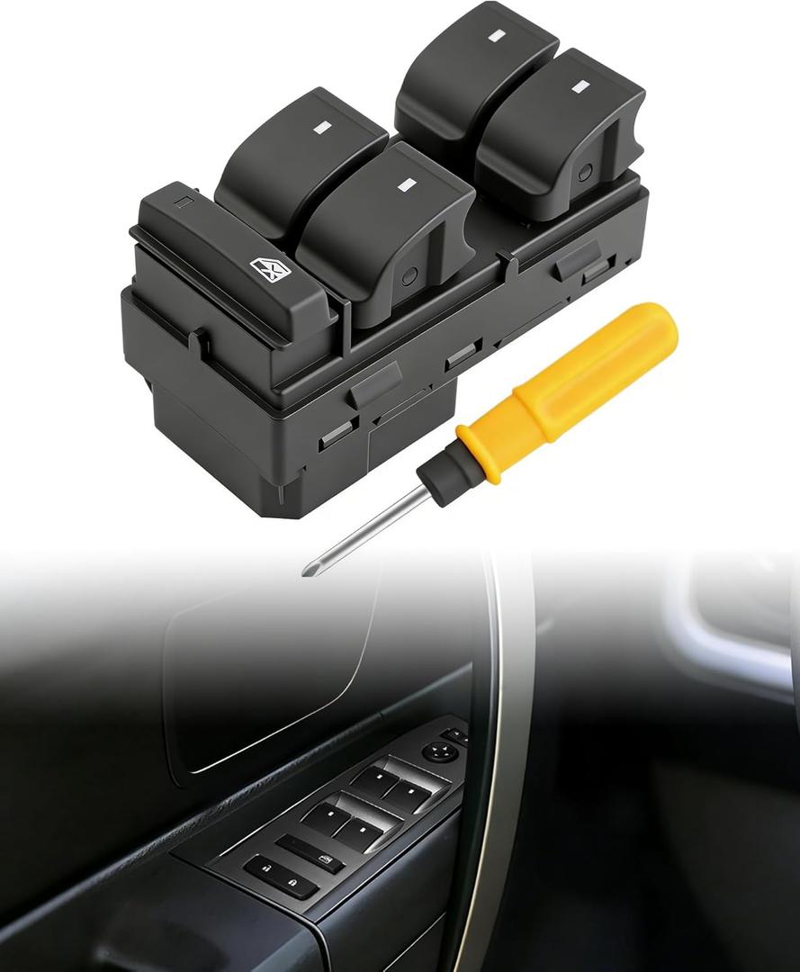 Silverado/Sierra/Traverse Upgraded Drive Side Power Window Switch Compatible with 07-14 Silverado Sierra 1500 2500HD 3500HD, Traverse, HHR, Yukon, Enclave, Replaces OE#, 20945129