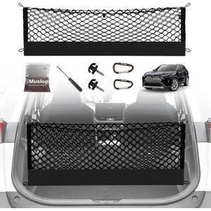 Muslogy Truck Bed Cargo Net Trunk Netting Compatible with Toyota RAV4 2019-2024 2025 Accessories, Pickup Cargo Organizer SUV Sedan Storage Net w/Heavy Duty Carabiners