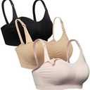 iloveSIA Nursing Bras for Mom Breastfeeding, Seamless Supportive Sleep Bra for Maternity Postpartum, 3 Pack, 2XL