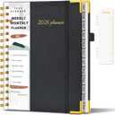 2026 Planner, Weekly and Monthly Calendar Planner from January 2026 - December 2026, 5.75" x 8.38" Hardcover Leather Hourly Appointment Book with Tabs, A5 Spiral Daily Planners for College School Work Home, Black