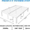 14 Inch Queen Bed Frame, White Bed Frame Queen Size with Metal Baffles, No Box Spring Needed, Heavy Duty Steel Platform Suppot, Round Corner Design, Reserved Holes, Noiseless, Storage Space