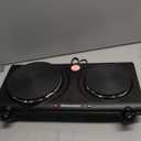 Elite Gourmet EDB-302BF Countertop Double Cast Iron Burner, 1500 Watts Electric Hot Plate, Temperature Controls, Power Indicator Lights, Easy to Clean, Black
