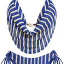 ZAFUL Women's Two Piece Bikini Sets Triangle Halter Swimsuit Deep V Cowl Neck Ruching Bathing Suits (S)