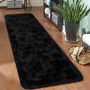 HOMORE Runner Rugs for Bedroom 2x8 Feet Black Rug for Bedroom Bedside Soft Fluffy Area Rugs for Living Room Indoor Entrance Door Mat, Long Runner Rugs and Carpets for Dorm Nursery