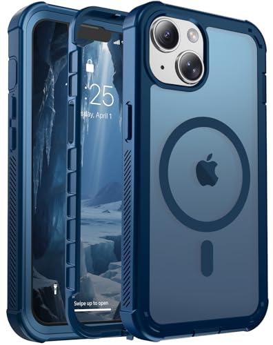 jaroco Magnetic for iPhone 14 Case, [Compatible with MagSafe][Military Grade Drop Protection][Heavy Duty Protection][Non-Slip][Shockproof] 2-Layer Durable Bumper Phone Case 6.1''-Deep Blue