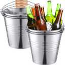 Zopeal 6 Pcs Large Metal Bucket Beer Bucket Galvanized Steel Pail with Handle for Gifts Basket Ice Candy Party (9.5 x 8.67 x 6.5 Inch,Silver)