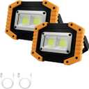Tekstap LED Work Light Rechargeable, 30W 2000LM Portable Waterproof Rechargeable Work Lights with Stand, Battery Powered COB Flood Lights for Power Ouage Emergency Outdoor Camping Garage (Orange)