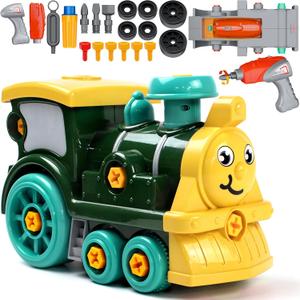 Toddler Take Apart Toy Set with Electric Drill, DIY Electric Toy Trains Disassembly, STEM Building Learning Toys, Xmas Gifts for 3-8 Year Old Boys & Girls