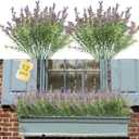 Coreland Fake Lavender Artificial Flowers - 12PCS Lavender Plants Shrubs for Wedding Bouquets Artificial Lavender Flowers Indoor Outdoor Faux Foliage Lifelike Fake Flowers for Decoration