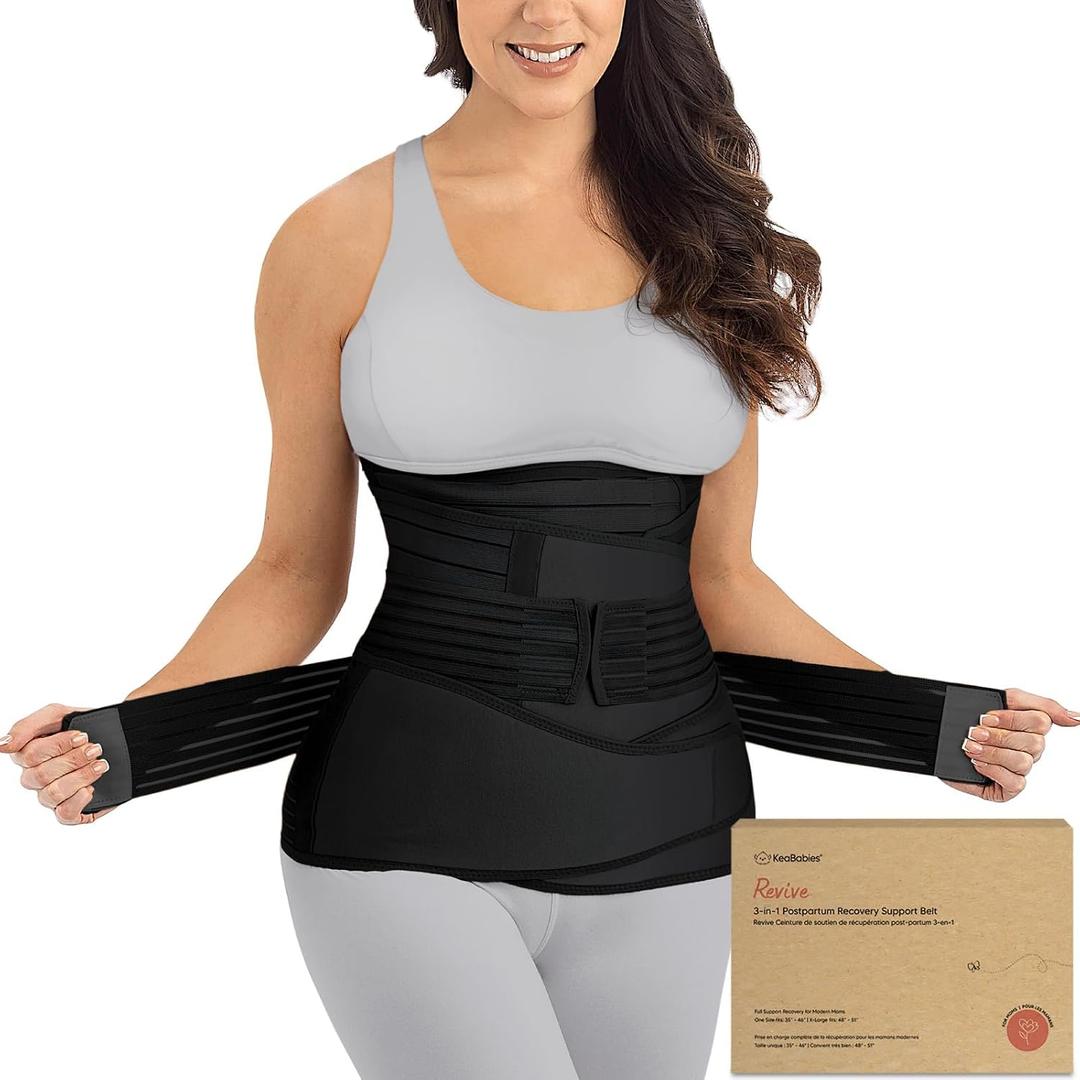 3 in 1 Postpartum Belly Support Recovery Wrap Postpartum Belly Band, After Birth Brace, Slimming Girdles, Body Shaper Waist Shapewear, Post Surgery Pregnancy Belly Support Band (Midnight Black, M/L)