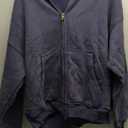 FAIABLE Mens Womens Double Zip Up Hoodie Oversized Acid Wash Heavyweight Fleece Cotton Zipper Hoodie Vintage Y2k Full Zipup Couples Streetwear Blue, S