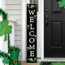 St Patricks Day Porch Decor St Patricks Day Porch Sign Shamrocks Outdoor Decorations Welcome Sign for Front Door Wooden Door Decorations Indoor Outside 46.8 Inch