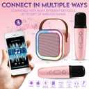 Mini Karaoke Machine for Kids Adults, Portable Bluetooth Speaker with 2 Wireless Microphones, LED Lights, Singing System for Family Home Party, Voice Changer, Boys Girls Karaoke Machine with Speaker