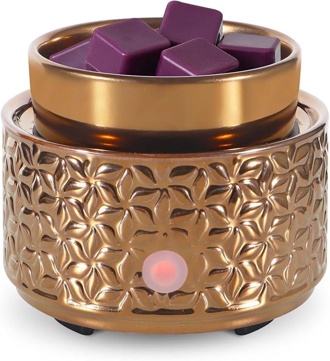 copinpin Electric Wax Melt Warmer 4in1 Candle Warmer for Scented Wax Melter Cute Ceramic Fragrance Wax Burner for Home Office Bedroom Deco Gift for Women Gold