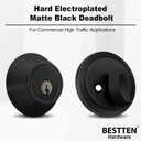 BESTTEN Single Cylinder Deadbolt, Dead Bolt for Front Door and Garage Door, Keyed One Side, Thumb Turn Inside, Matte Black Finish