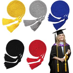 4 x 5 Pcs Graduation Cords with Tassel for High School Bachelor Gown College Graduation 2025 (Gold, Royal Blue, Black, Red, Silver)