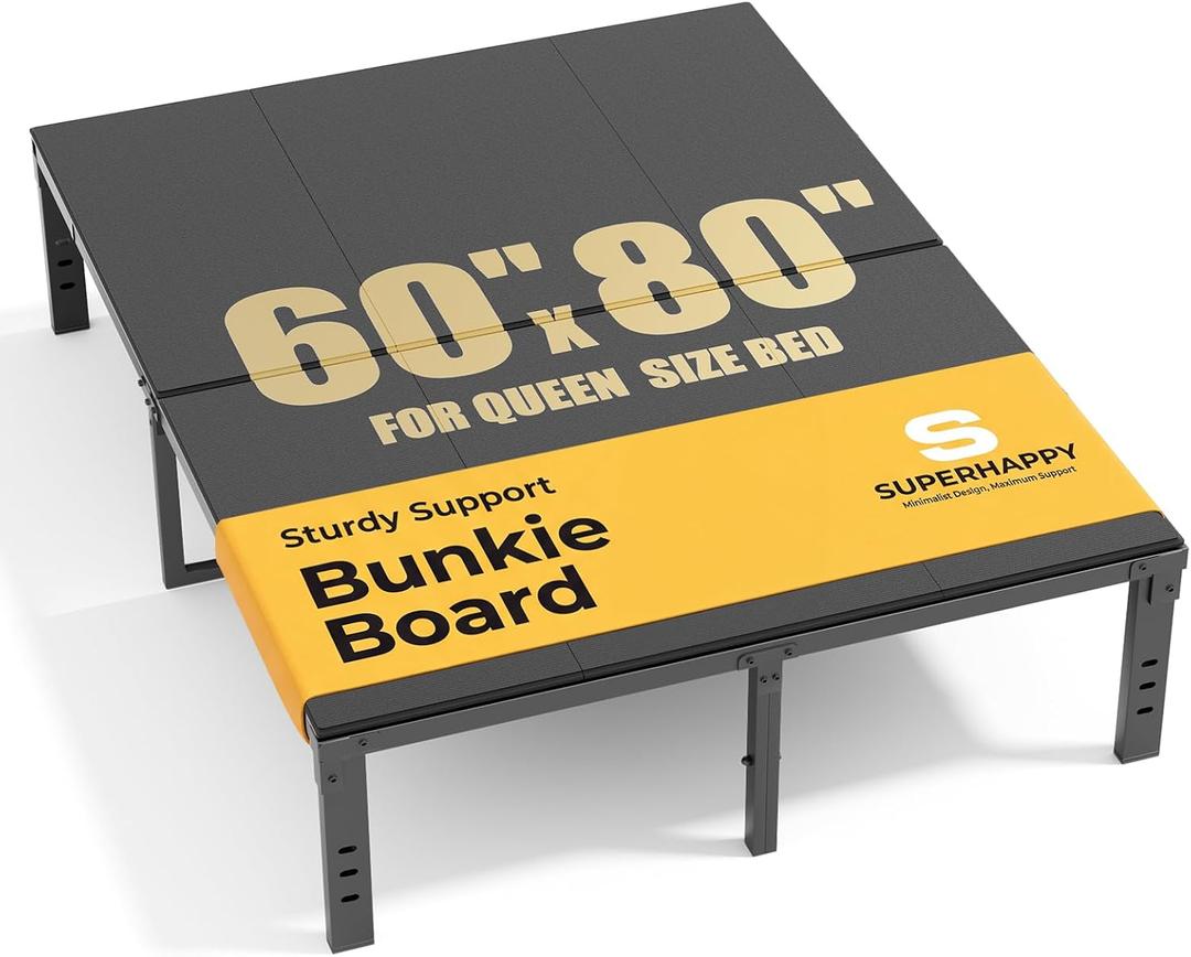 Bunkie Board Queen Size (60x80") - Heavy Duty Low Profile Bed Board for Mattress Support, Stops Sagging on Platform Beds & Sleeper Sofas - Breathable, Noise Minimizing & Moisture Resistant Foundation