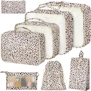 8 Set Packing Cubes for Suitcases, Packing Cube with Shoe, Cosmetics, Clothing, and Accessories Bags Packing Cubes for Travel Luggage Organizer(Leopard)