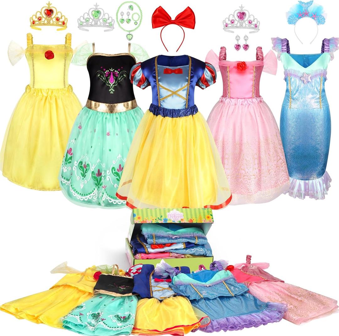 HAMSILY Princess Dress Up Clothes for Little Girls: Princess Costume for Girls Toddler, Girl Toys Age 3 4 5 6 Year Old Girl Birthday Gifts Christmas Gift