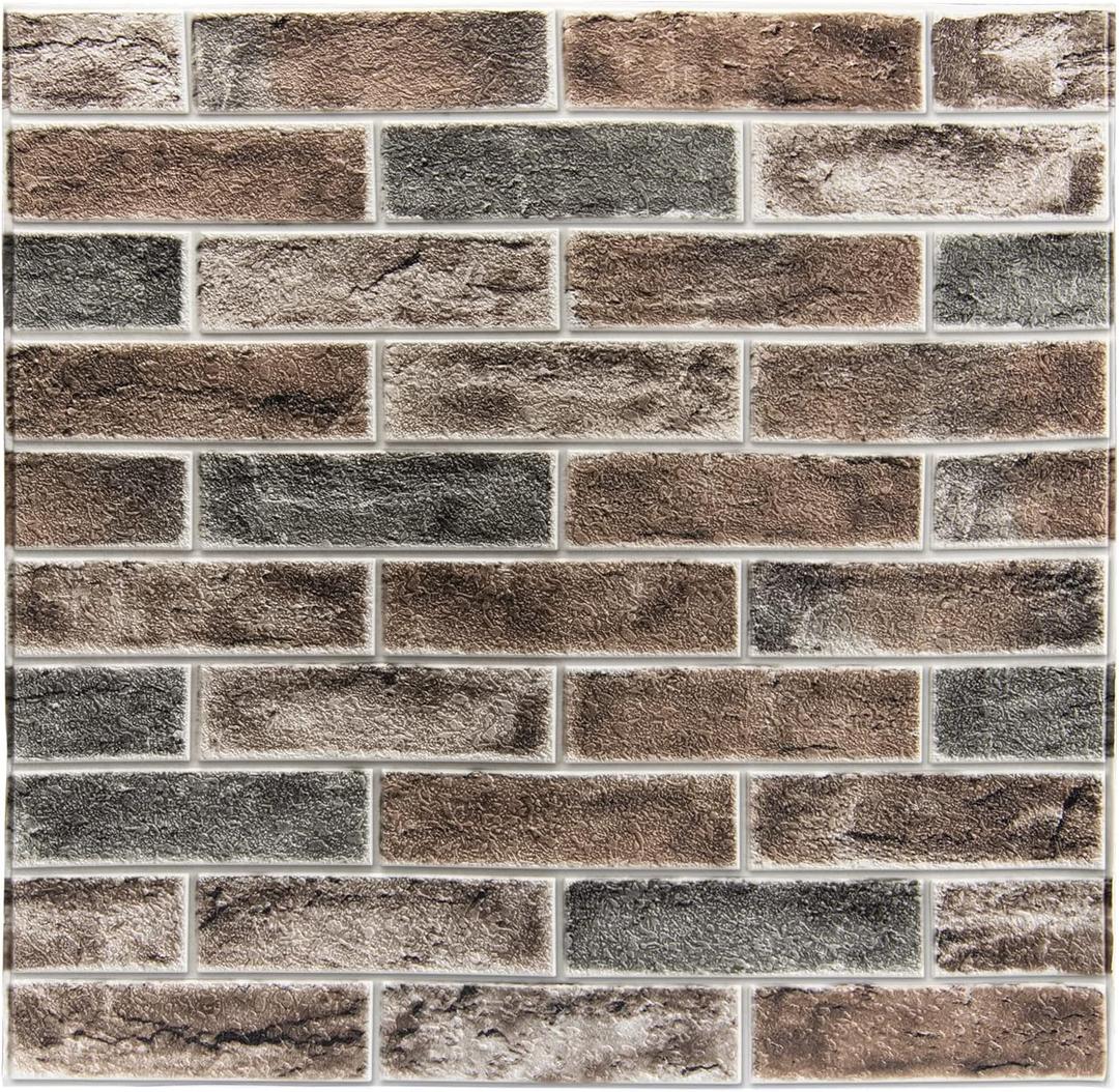 Art3d 10-Pack 52.5 Sq.Ft Faux Brick 3D Wall Panels Peel and Stick in Gray Brown, Self Adhesive Waterproof Foam Wallpaper for Bedroom, Bathroom, Kitchen