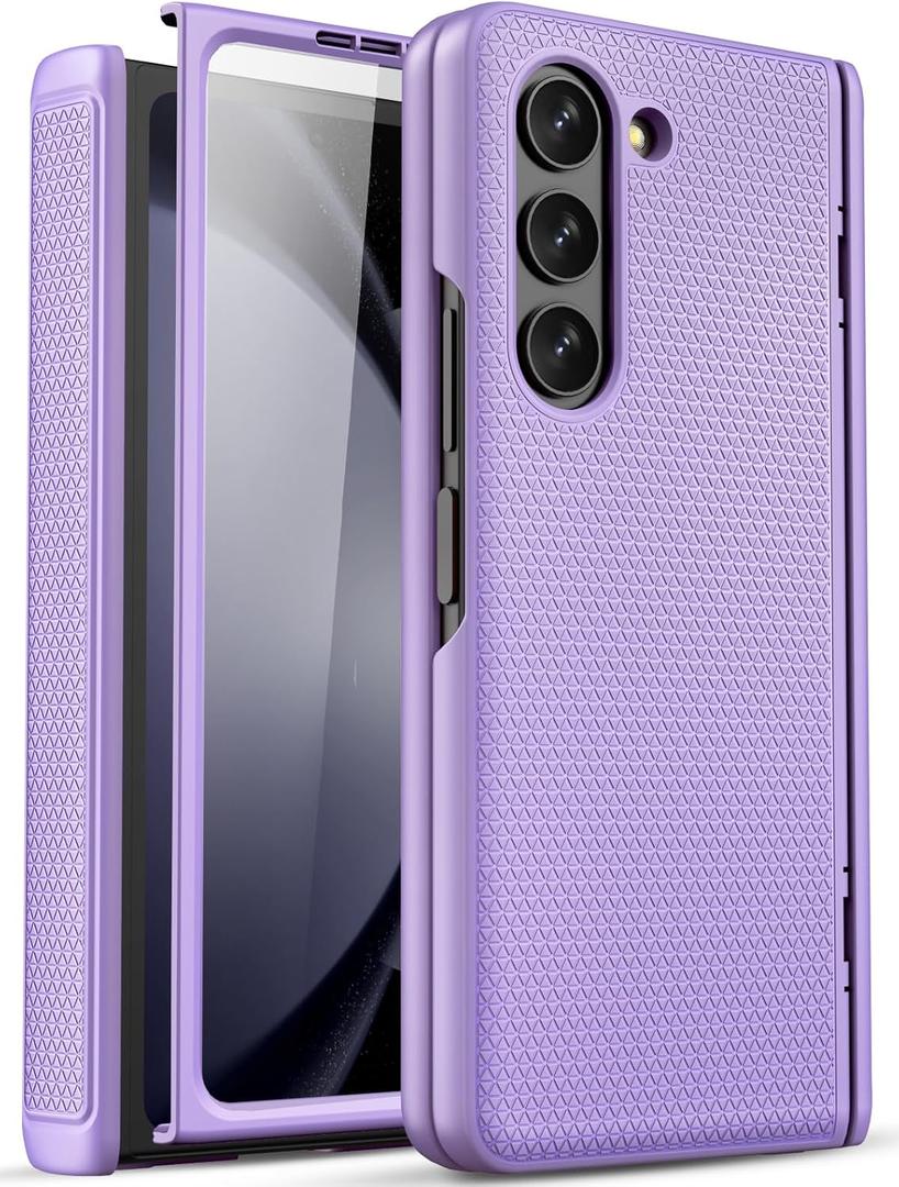 Slim Fit Designed for Samsung Galaxy Z Fold 5 Case, Ultra-Thin Z Fold 5 Case with Screen Protector & Hinge Protection, Support Wireless Charging Protective Phone Case for Z Fold 5, Purple
