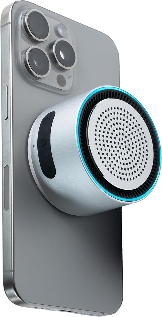 MagSound MagBeat Bluetooth Speaker with Magnetic Wireless Charger (Titanium), Portable Stereo Sync TWS, Booming Bass, Up to 10H, IPX7 Waterproof, Gift for Men