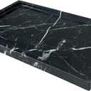 Natural Black Marble Vanity Tray, 10"x6" Genuine Marble Stone Tray for Bathroom/Kitchen/Dresser