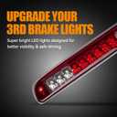 Third 3rd Brake Light LED for 1999-2016 Ford F250 F350 F450 F550 Super Duty, High Mount Rear Brake Lights Assembly for 99-16 F-250-F-550, 1993-2011 Ford Ranger Cab Cargo Stop Light (RED)