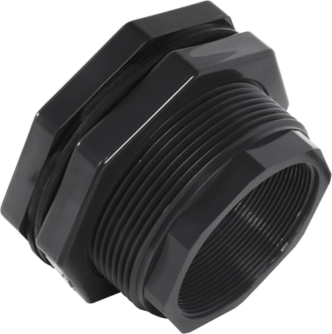 3 Inch PVC Bulkhead Fitting (NPT Threads) - Heavy-Duty Water Tank Connector Plumbing Bulkhead Pipe for Water Tank Pipe Connector, Rain Barrels, Water Tank, Aquariums, Pools