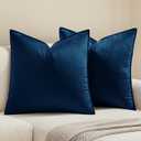 MIULEE Pack of 2 Navy Blue Decorative Velvet Throw Pillow Cover Soft Pillowcase Solid Square Cushion Case for Sofa Bedroom Car 20x20 Inch 50x50 cm