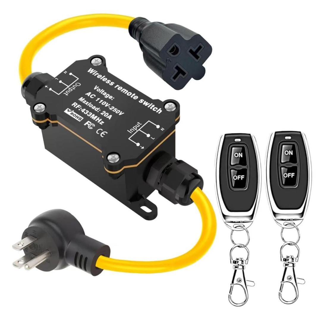 AC110-250V Waterproof Remote Control Power Switch,Wireless Remote Control Outlet Switch for Christmas Tree Lights,20A,Suitable for Christmas Trees with Decorations and String Lights (165 Ft)