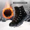 FRACORA Womens Combat Boots Lace Up Ankle Boots Winter Snow Boot Side Zipper Fashion Booties (Brown)