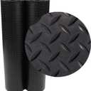Rubber-Cal Diamond-Plate Rubber Flooring Roll - 3 mm x 4 ft x 7 ft Roll - Black