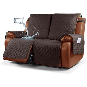 Ruaozz Waterproof Recliner Sofa Cover 1-Piece Couch Covers for Reclining Couches Reclining Sofa Cover Washable Furniture Protector with Elastic Straps Pocket for Kids, Pets (Chocolate, 2 Seater) (2 Seater, Chocolate)