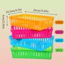 16 Pack Plastic Baskets for Organizing,Classroom Storage Baskets Bins,Small Plastic Basket Pencil Basket,Colorful Storage Trays for Paper, Desk, Shelf, Home Office(9.45" L x 6.5" W x 2.36" H)